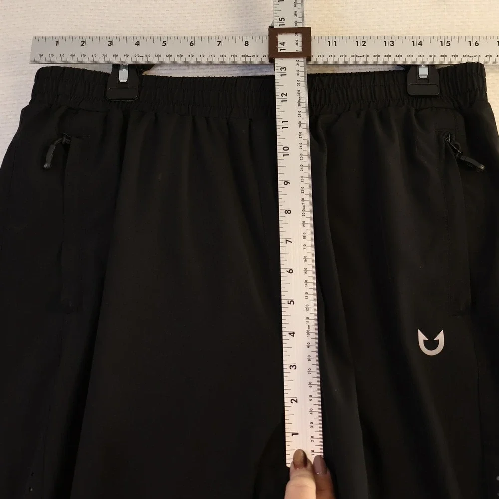 Northyard Mens L Jogger Pants Black Athletic Techwear Stretch Zipper Pockets